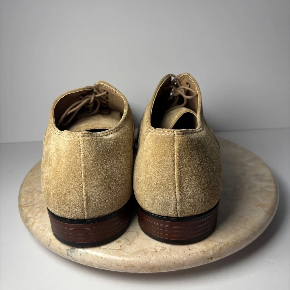 ASOS Mens Tan Suede Brogue‎ Cap Toe Oxford Shoes Square Toe Size 10 Loafer